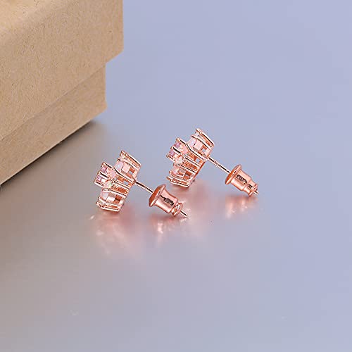 CiNily Flower Earrings,Opal Stud Earrings Sterling Silver or White Gold/Rose Gold Plated Ladies Flower Stud Earrings Cute Unique Earrings for Girls - color: rose gold