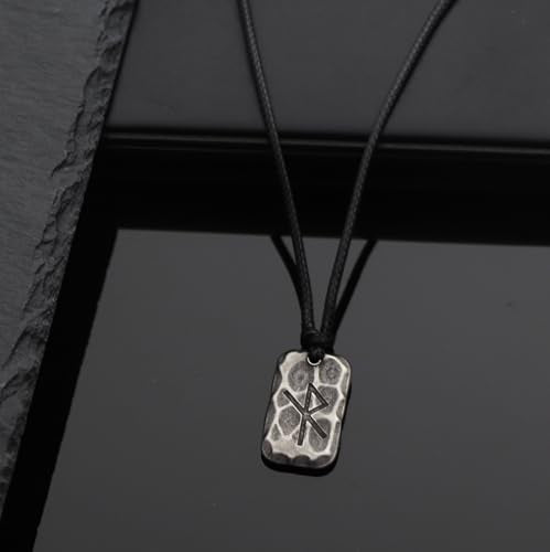 Ankiyabe Stainless Steel Norse Viking Rune Pendant with Adjustable Braided Rope Good Luck/Love/Strenght/Health Viking Symbol Necklace for Men Women - color: SAFE TRAVELS