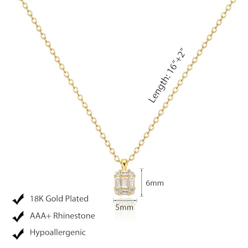 Luxval Diamond Pendant Gold Necklace for Women，Dainty 18k Gold Plated Choker Necklaces Simple Gold Jewelry Gifts for Women Girls - color: Gold-CZ Pendant