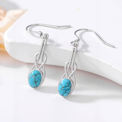 Natural Turquoise Earrings for Women Dangling 925 Sterling Silver Dangle Earrings Western Jewelry Christmas Gift for Sister Mother - style: A-Infinity Earrings