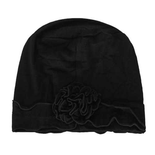 Headwrap Turbans for Women - Twist Soft Floral Solid Caps Pre Tied Chemo Beanies Headwear Hat for Cancer - color: Black