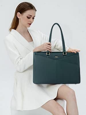 LOVEVOOK Laptop Bag for Women 15.6 Inch Tote Bags Waterproof Leather Briefcase Computer Women Business Office Work Bag,Forest Green - color: Forest Green 15.6 Inch, size: 15.6 inch