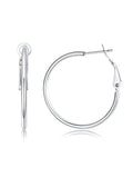 FOCALOOK 14K Gold Plated Lightweight Large Hoops| 2mm Thin Hoop Earrings for Women 30/40/50/70/100mm - color: 01.Silver, size: 30mm