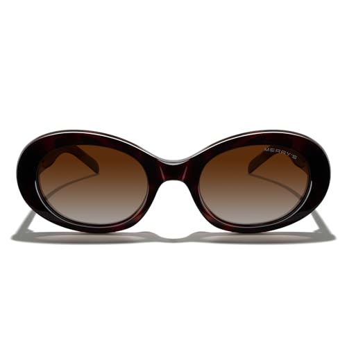 MERRY'S Modern Oval Round Acetate Sunglasses for Women UV400 Polarized Sunglasses S6191 - color: Leopard Frame/Brown Gradient Lens