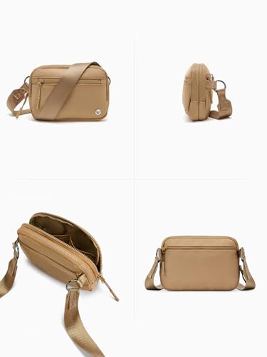 WESTBRONCO Small Crossbody Bags for Women Nylon with Adjustable Strap, Zipper Crossbody Purse, 1L Shoulder Bag for Travel - color: Brown