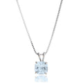 MAX + STONE 925 Sterling Silver Cushion Cut Birthstone Necklace for Women | 6mm Hypoallergenic Solitaire Necklace | Gemstone Pendant Necklaces with 18 inch Box Chain - color: Aquamarine