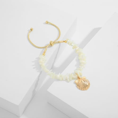 Gold Charm Bracelet for Women Boho Adjustable Shell Starfish Bracelet Summer Beach Ocean Statement Bracelets - color: Shell bracelet