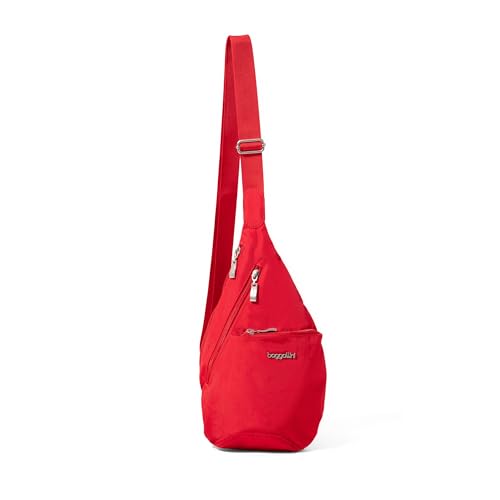 Baggallini Mini Sling - 12x7 Sling Crossbody Bag Backpack with Adjustable Shoulder Strap - color: Scarlet Red
