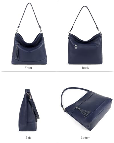 MASINTOR Hobo Crossbody Bags for Women, 2 in 1 Convertible Leather Crossbody Purse Handbags Shoulder Bags with Tassel - color: Navy Blue