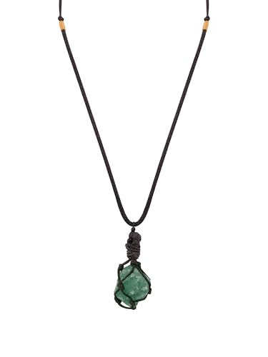MINACHI Boho Macrame Necklace with Green Aventurine Stone, Handmade Adjustable Rope Pendant, Vintage Hippie Jewelry for Women - style: Necklace NECK.003