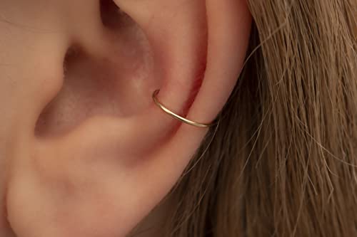 Gold Hoop Earrings Silver Hoop Earrings - Hoop Earrings For Women Two Pcs Of Thin Gold Filled Sterling Silver Hoops, Helix Hoop, Tragus Ring, Cartilage Hoop - color: Gold, style: 10mm 22 gauge / 1 pair