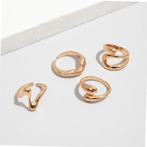 Chunky Gold Plated Stackable Rings Set for Women,Stackable Knuckle Rings Punk Rings Set Dainty Stacking Joint Midi Trendy Rings Sets Multiple Sizes Jewelry Set