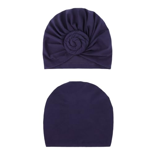 African Women Turban Caps Pre-Tied Twisted Turbans Head Scarf for Women Hair Wraps Cover Beanie Cancer Chemo Headwear - color: 1 Pack Twisted Braid Flower: Navy Blue