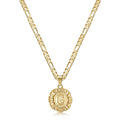 KissYan Initial Necklaces for Women, 14K Gold Plated Round Letter Pendant Capital Monogram Necklace Alphabets from A-Z Figaro Chain Jewelry - color: Gold, style: G