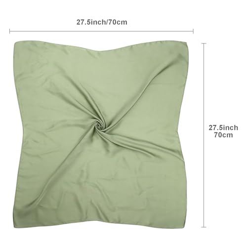 vimate Head Scarf for Women Hair 27'' Square Satin Silk Feeling Bnadana Neck Scarf Handbag Accessories Etc - color: C71#. Light Green