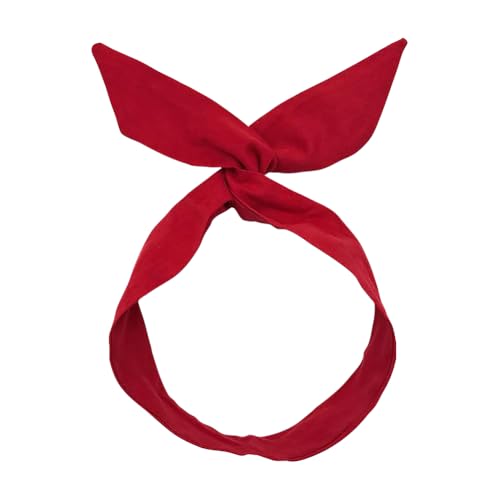 Twist Bow Headband Wired Hair Tie Headband Rabbit Ear Hair Scarf Bowknot Head Wrap Solid Color Cute Hair Band Plain Twisted Hairband Wire Hair Wrap Red - color: Red