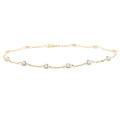 14K Yellow Gold Station Bracelet With 4mm Cubic Zirconia By The Yard 7-8.5 Inch - size: 7 Inches