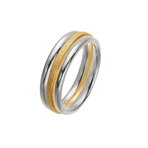 9 Pack Stackable Rings for Women - Dainty Titanium Steel Womens Ring, Silver, Gold, Rose Gold, Triple Band Design, Textured and Smooth Finish,Minimalist Thin Rings for Daily/Wedding/Party