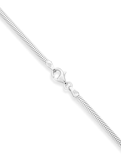 Miabella Italian Solid 925 Sterling Silver, 18K Yellow Gold Plated 2mm Domed Herringbone Snake Chain Link Bracelet for Women Men, Made in Italy - color: sterling silver, size: Length 7 inches