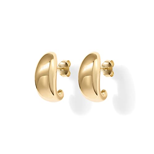 PAVOI 14K Gold Plated 925 Sterling Silver Post Huggie Earrings | Gold Dome Huggie Hoop Earrings for Women - style: Yellow Gold
