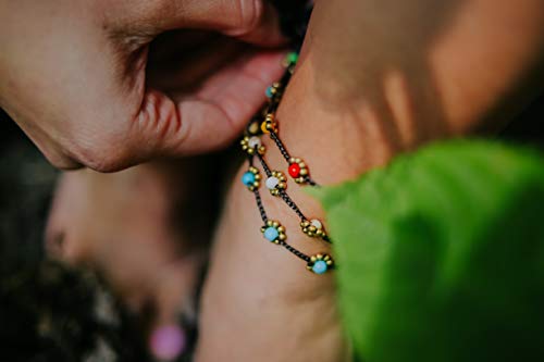 Made by Nami Boho Surfer Anklet Waterproof & Adjustable Beaded Anklets for Women Beachy Ankle Bracelet Made from Waxed Cotton Rope and Beads for Summer and Hippie Style - color: White Beads