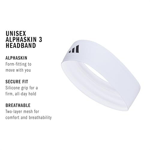 adidas Alphaskin Tie Headband - color: 3/White/Black