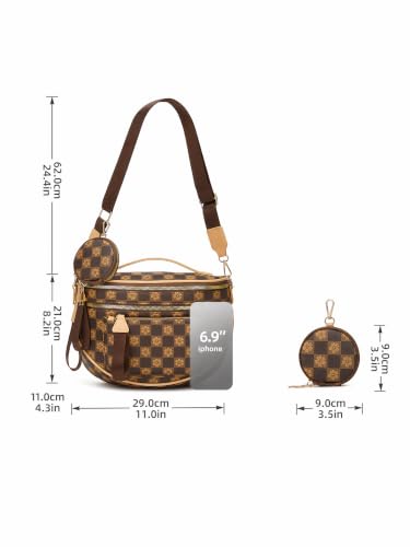 Crossbody Purse for Women Small Crossbody Bags Trendy Vegan Leather with Adjustable Shoulder Straps Gift for Mother Wife Mom - color: Coffee Checkered