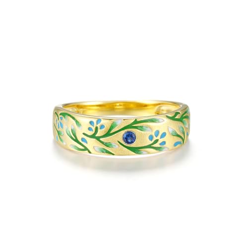 Santuzza 925 Sterling Silver Enamel Flower Pattern Ring for Women - color: Flower Bud Branches