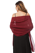Shawls and Wraps for Evening Dresses Sheer Chiffon Women Elegant Soft Silky Sparkly Wedding Bridal Scarf - color: Burgundy B