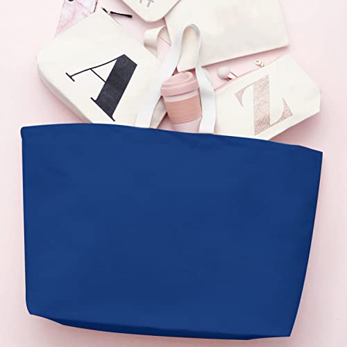 Large Canvas Tote Bag-Extra Big Shopping Beach Totes Bags Reusable Largest Grocery Plain Solid Bag 28"x8"x16" - color: Ocean Blue