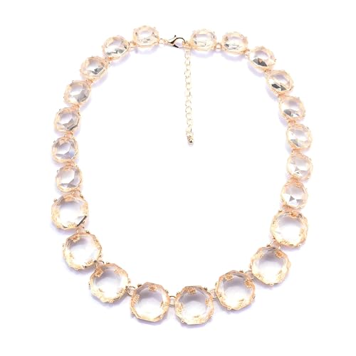 925 Sterling Silver Bib Necklace Transparent Polygon Resin Choker, Indian Ethnic Large Collar Big Bib Necklace, Black Chunky Rhinestone For Women Mrs Jewelry, Emerald Statement Colorful Beaded - color: bib necklace pink set