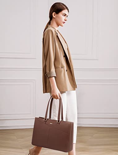 LOVEVOOK Laptop Bag for Women 15.6 Inch Tote Bags Waterproof Leather Briefcase Computer Women Business Office Work Bag,Dark Brown - color: Dark Brown 15.6 Inch, size: 15.6 inch