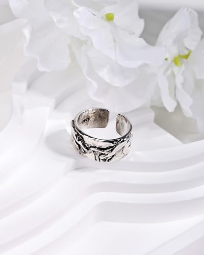 Silver Ring - Vintage Art Adjustable Open Ring, Unisex Finger Jewelry for Men & Women