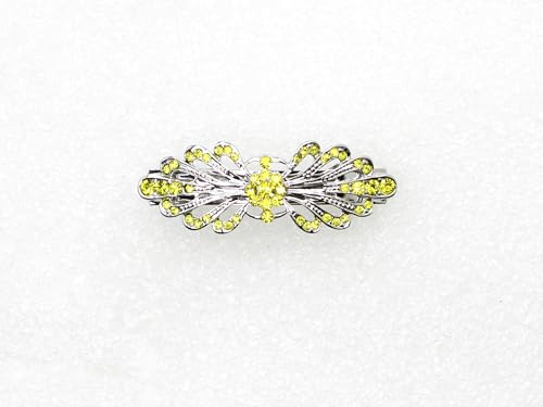 Faship Citrine Yellow Small Mini Floral Hair Barrette Clip - color: Yellow / Citrine color