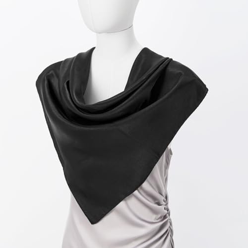 QIUTIMIY 35"x35" Like Silk Head Scarf for Women Satin Feel Large Square Scarf for Hair Wrapping and Sleeping Fashion Bandana - color: (90cm)square Scarf 24