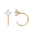 PAVOI 925 Sterling Silver Huggie Half Hoop Earrings | Hypoallergenic Minimalist Tiny Cartilage Earring - style: Round CZ