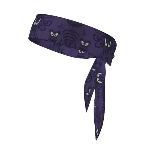 Sports Head Tie Westie Dogs Beach Summer Tropical Tie Sweatband Headband Men Women Elastic Bandana Adjustable Non-Slip Moisture Wicking for Running Football Yoga Workout Athletic Hair Ninja Head Band - color: Haunted Mansion