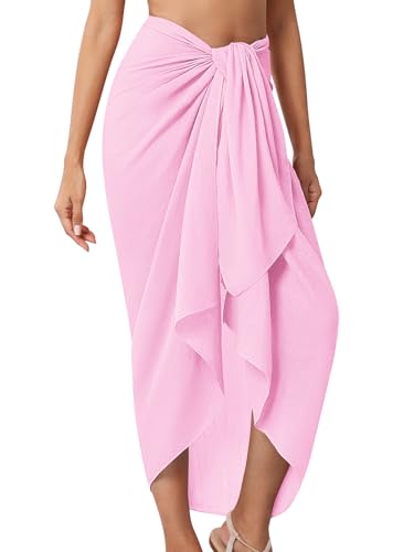 QIANXIZHAN Women's Swimsuit Cover Up,Beach Sarong Wrap Bottom Coverup for Women Short Skirt - color: 1pink