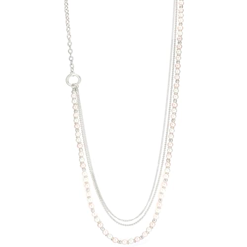 BULINLIN Layered Long Necklaces for Women Long Beaded Chain Necklace CostumeJewelry Mothers Day Gifts for Mom - color: 96-White Pink