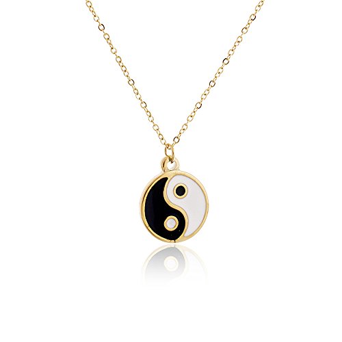 Gold Silver Yin Yang Pendant Necklace for Couples - color: Gold