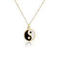 Gold Silver Yin Yang Pendant Necklace for Couples - color: Gold