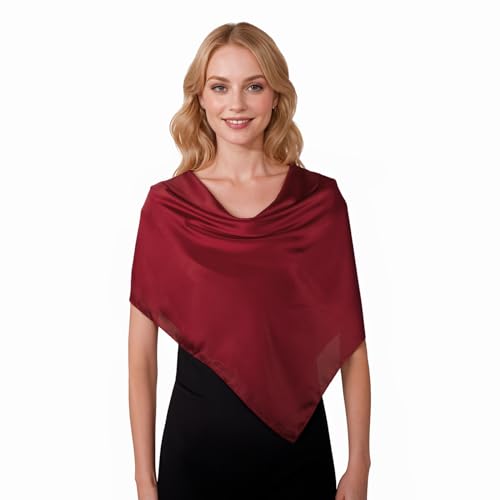 RIIQIICHY 35 Inch Head Scarf for Women Hair Scarf Like Silk Scarf Square Scarf Bandanas for Women - color: Dark Red