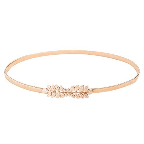 GRACE KARIN Women Skinny Metal Cinch Belt Gold Waistband Elastic Waist Belt CL633 - color: Gold-leaf, size: Large