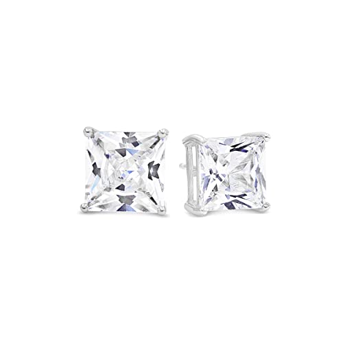 KEZEF Sterling Silver Stud Earrings for Women & Men - 4-Prong Setting Cubic Zirconia Earrings Studs - Premium CZ S925 Hypoallergenic - Available in 14K White and Yellow Gold, Rose Gold - 3mm to 9mm - color: 14K White Gold, size: 9mm - Large