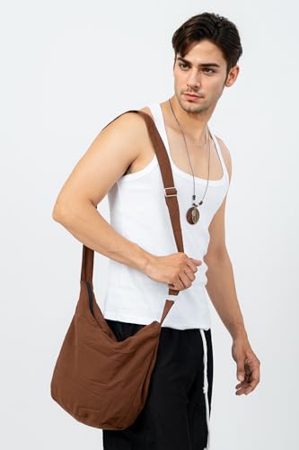 Your Cozy Hobo Sling Bags For Women Crossbody Bag Thai Top Handmade Shoulder Bag with Adjustable Strap - color: Chocolate