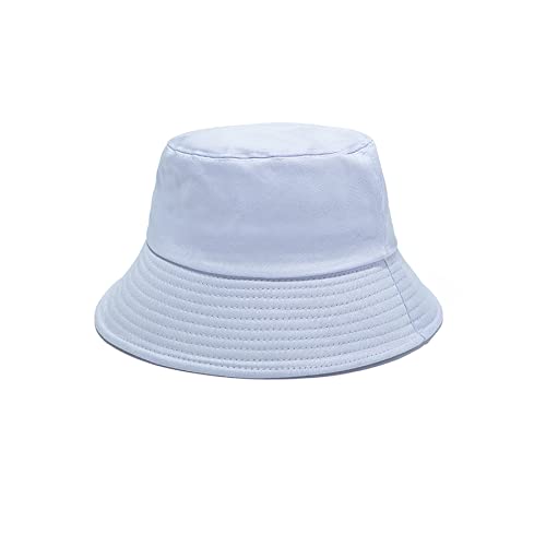 NPJY Bucket Hat for Women Men Cotton Summer Packable Sun Beach Fishing Hats Travel Cap - color: Plain White