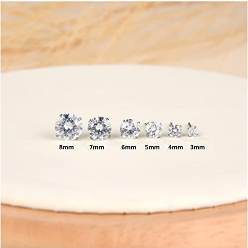 G23 Titanium CZ Stud Earrings for Sensitive Ears, Titanium Cubic Zirconia Stud Earrings for Women 3mm 4mm 5mm 6mm 7mm 8mm - size: 8mm