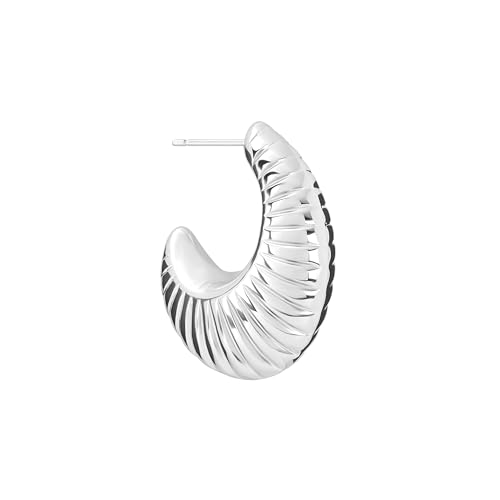 Amazon Essentials Plated Tailored Hoop Earrings - color: Silver, size: L: 1.29" X W: 0.45"