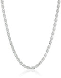 Amazon Essentials Sterling Silver Diamond Cut Rope Chain Necklace - color: Silver, size: 24"