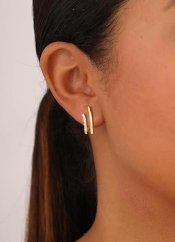 14K Gold Plated Dangle Earrings for Women Chain Dangling Long Earrings Trendy CZ/Twisted X Hoop Studs Dainty Threader Earrings Wedding Hanging Drop Dangly Minimalist Jewelry Gifts for Woman - style: 7